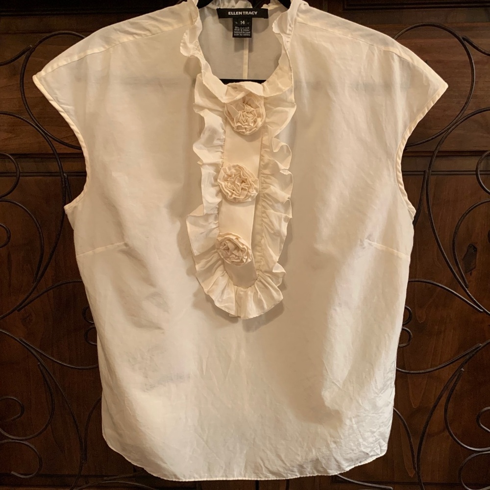 Cotton/Silk Ellen Tracy Rosette Blouse